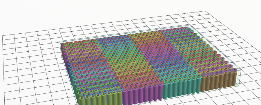 Existing Lemonergy Pack Designer render with cylindrical cells arranged by series group